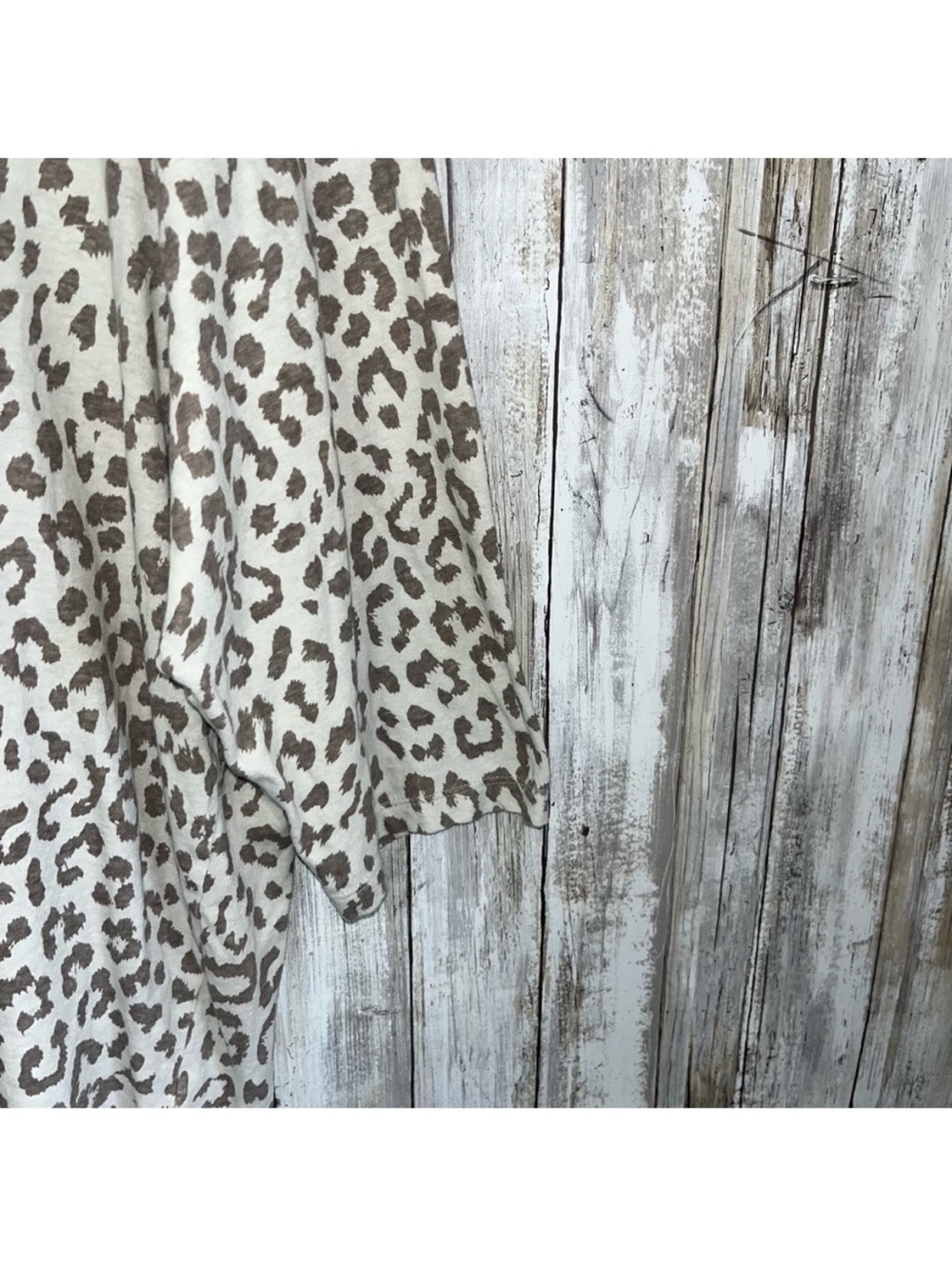 Lucky Brand Leopard Print Top 3X Plus Size Boho Oversized Tee Cream Brown - Picture 3 of 6